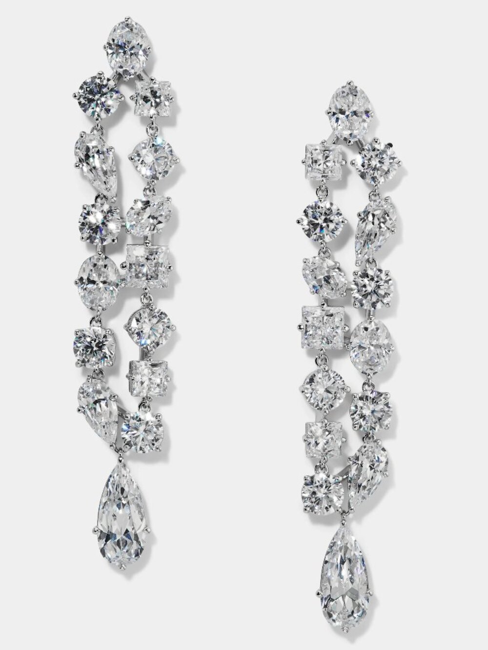 NADRI Riviera Double Linear Earrings, Cubic Zirconia Dazzling Glamour New w/Tag
